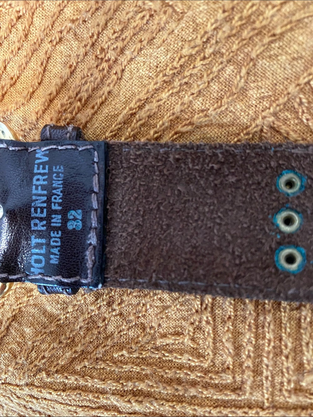 Holt Renfrew Leather Canvas web metal BELT - Picture 4 of 6